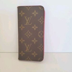 Authentic Louis Vuitton Monogram Folio iPhone 7+ Plus Case Brown Pink Phone Case